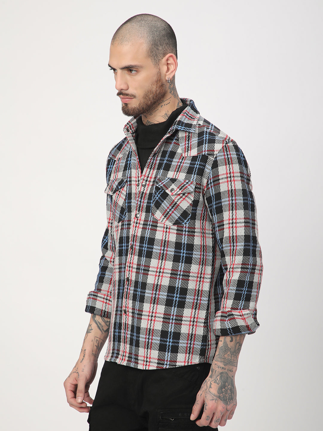 Vibrant Multicolor Heavy Twill Jacquard Double Pocket Shirt