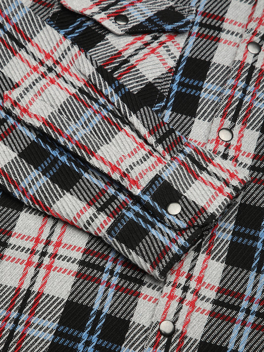 Vibrant Multicolor Heavy Twill Jacquard Double Pocket Shirt