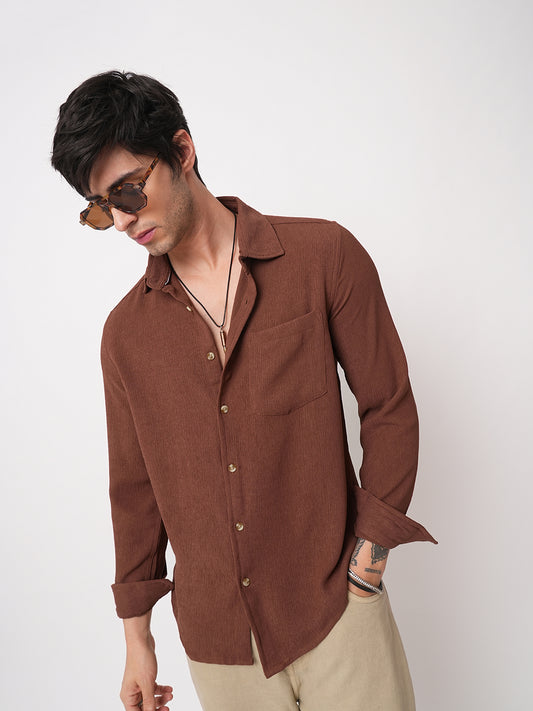 Sauve Cinnamon Brown Crepe Shirt