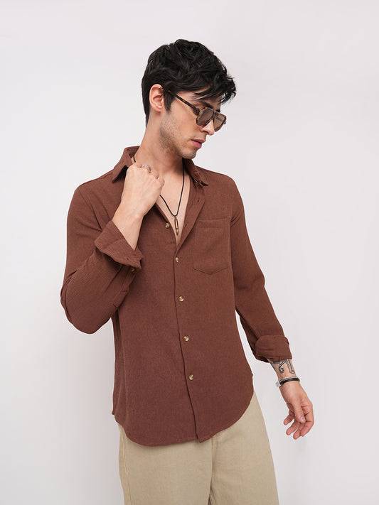 Sauve Cinnamon Brown Crepe Shirt
