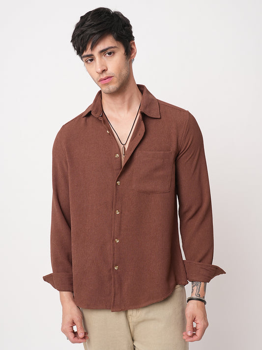 Sauve Cinnamon Brown Crepe Shirt