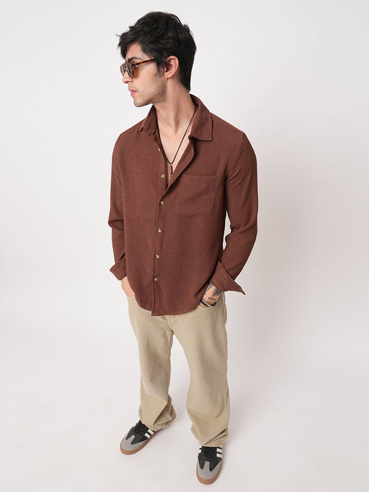 Sauve Cinnamon Brown Crepe Shirt