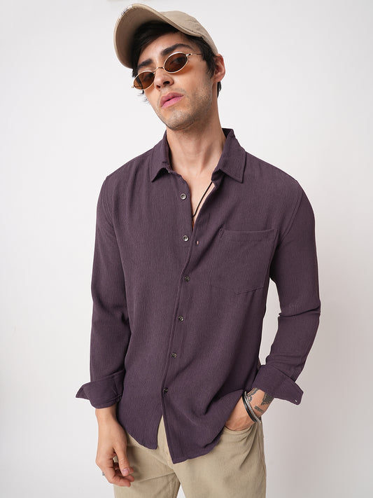 Debonair Purple Crepe Shirt