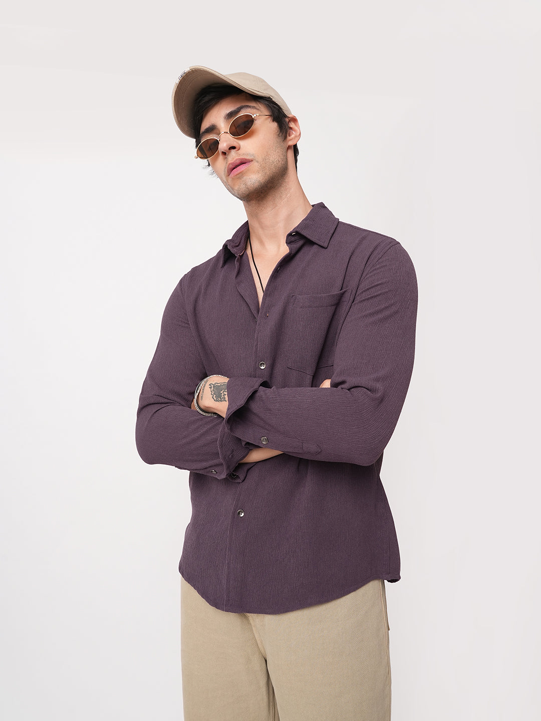 Debonair Purple Crepe Shirt