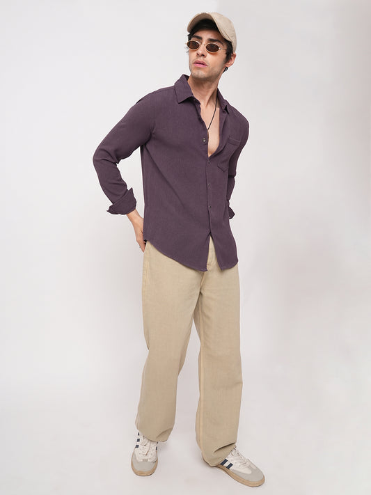 Debonair Purple Crepe Shirt