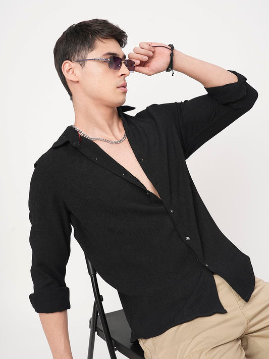 Ink Black Crepe Shirt