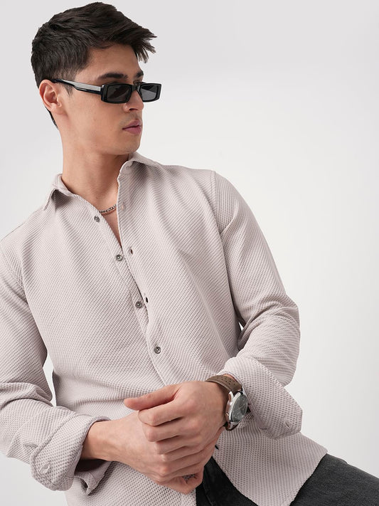 Platinum Grey Embossed Textured Shirt