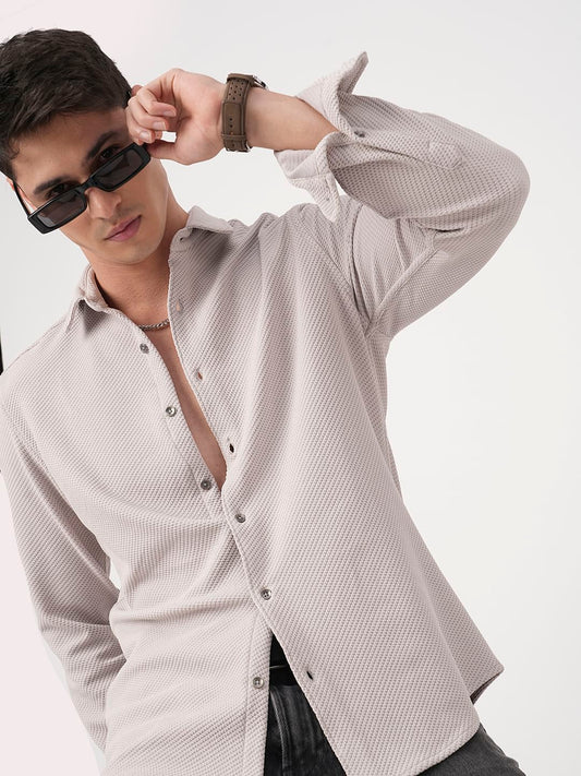 Platinum Grey Embossed Textured Shirt