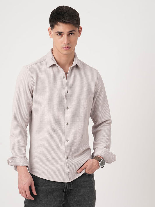 Platinum Grey Embossed Textured Shirt