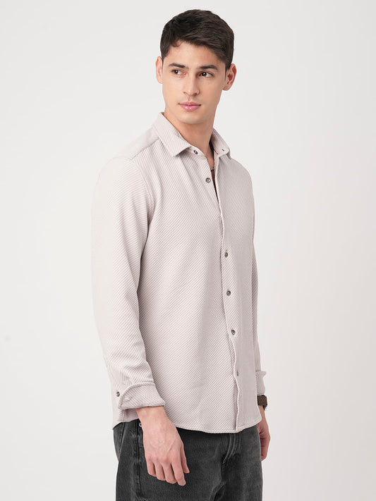 Platinum Grey Embossed Textured Shirt