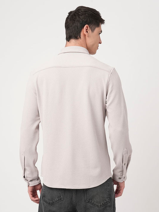 Platinum Grey Embossed Textured Shirt
