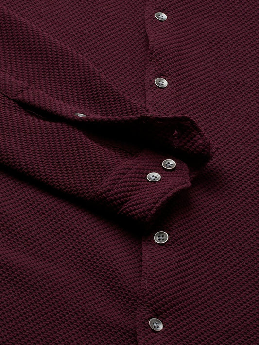 Burnt Maroon Embossed Textured Shirt