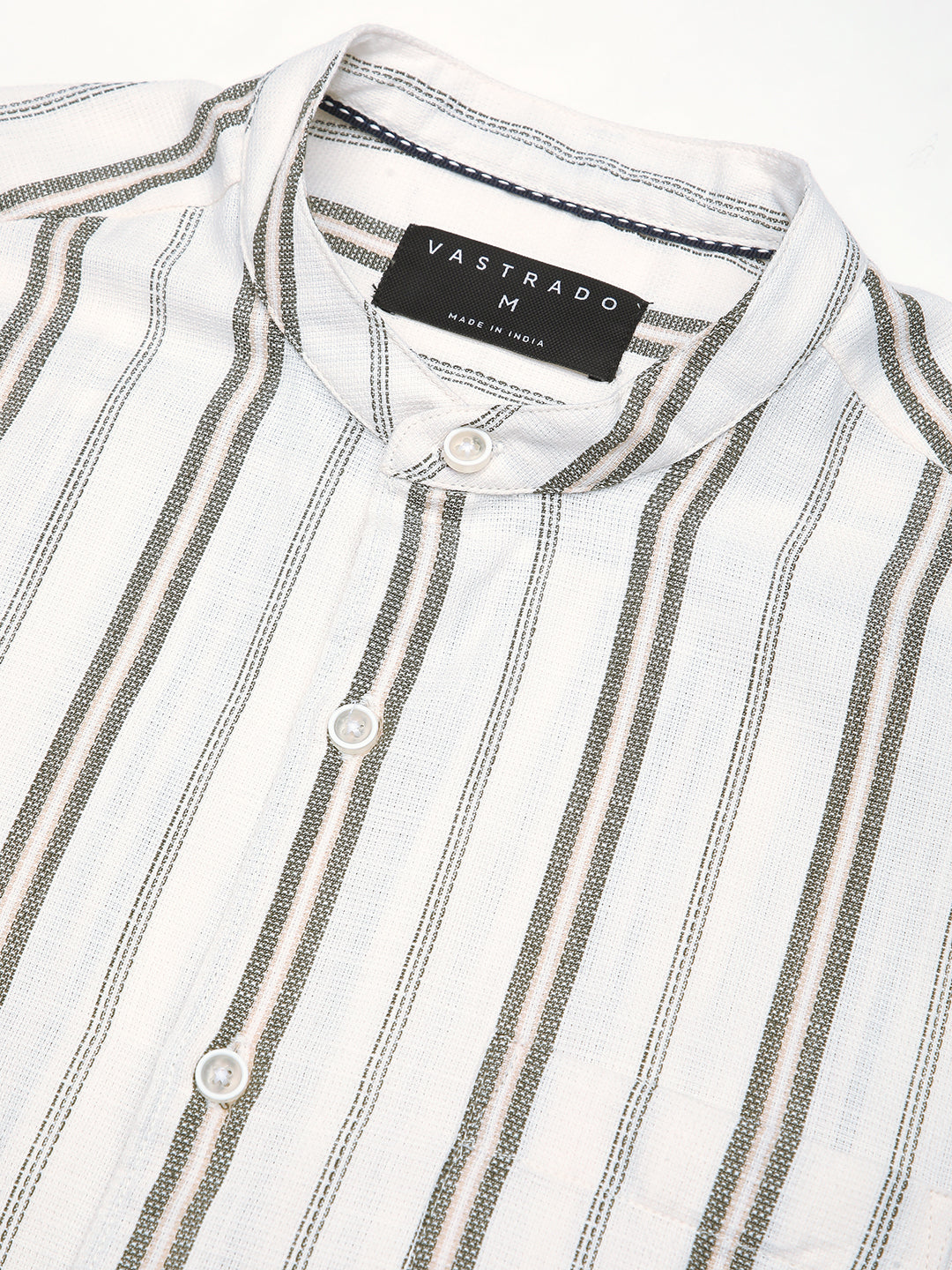 Ivory & Olive Vertical Striped Shirt