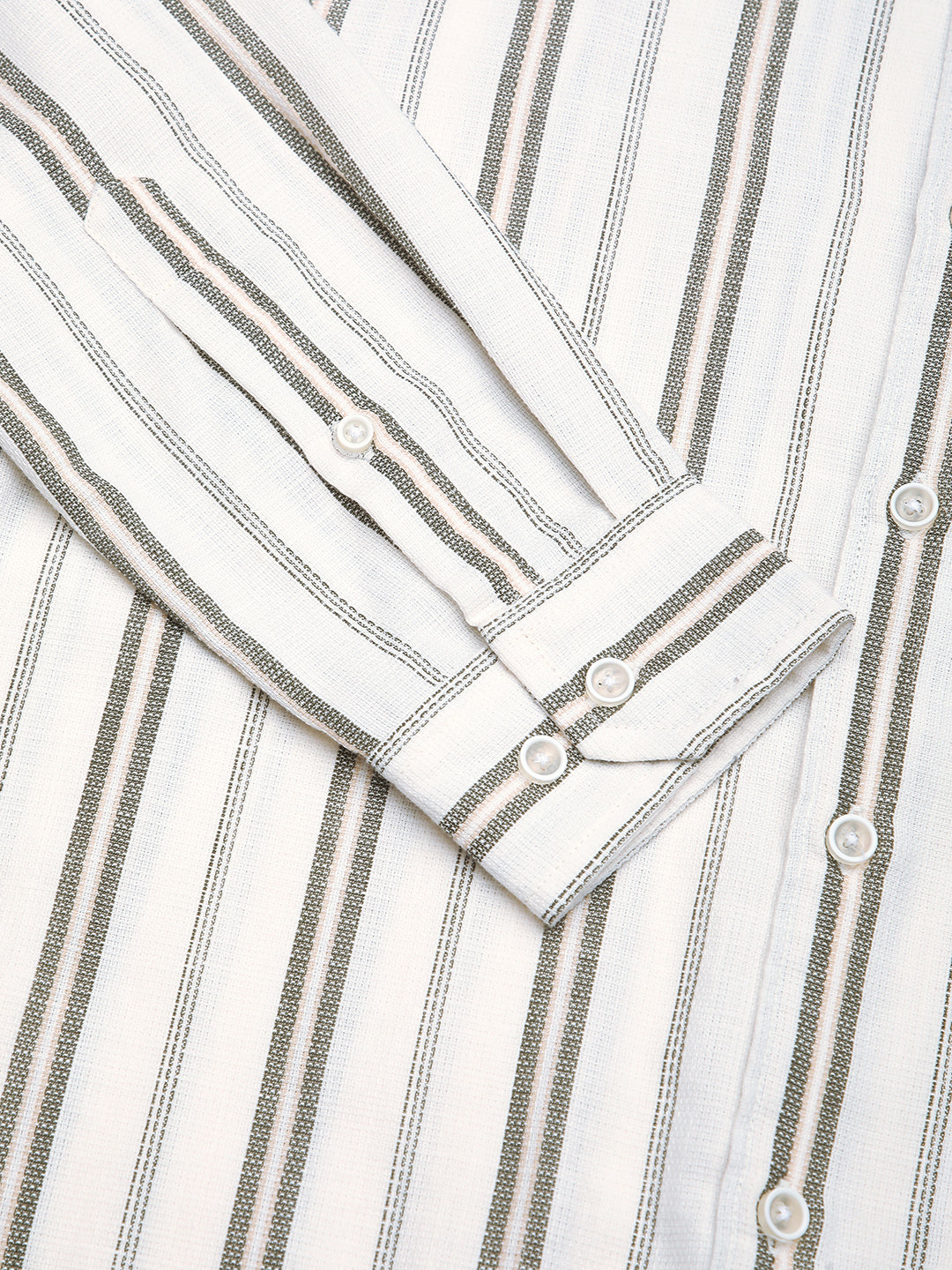 Ivory & Olive Vertical Striped Shirt