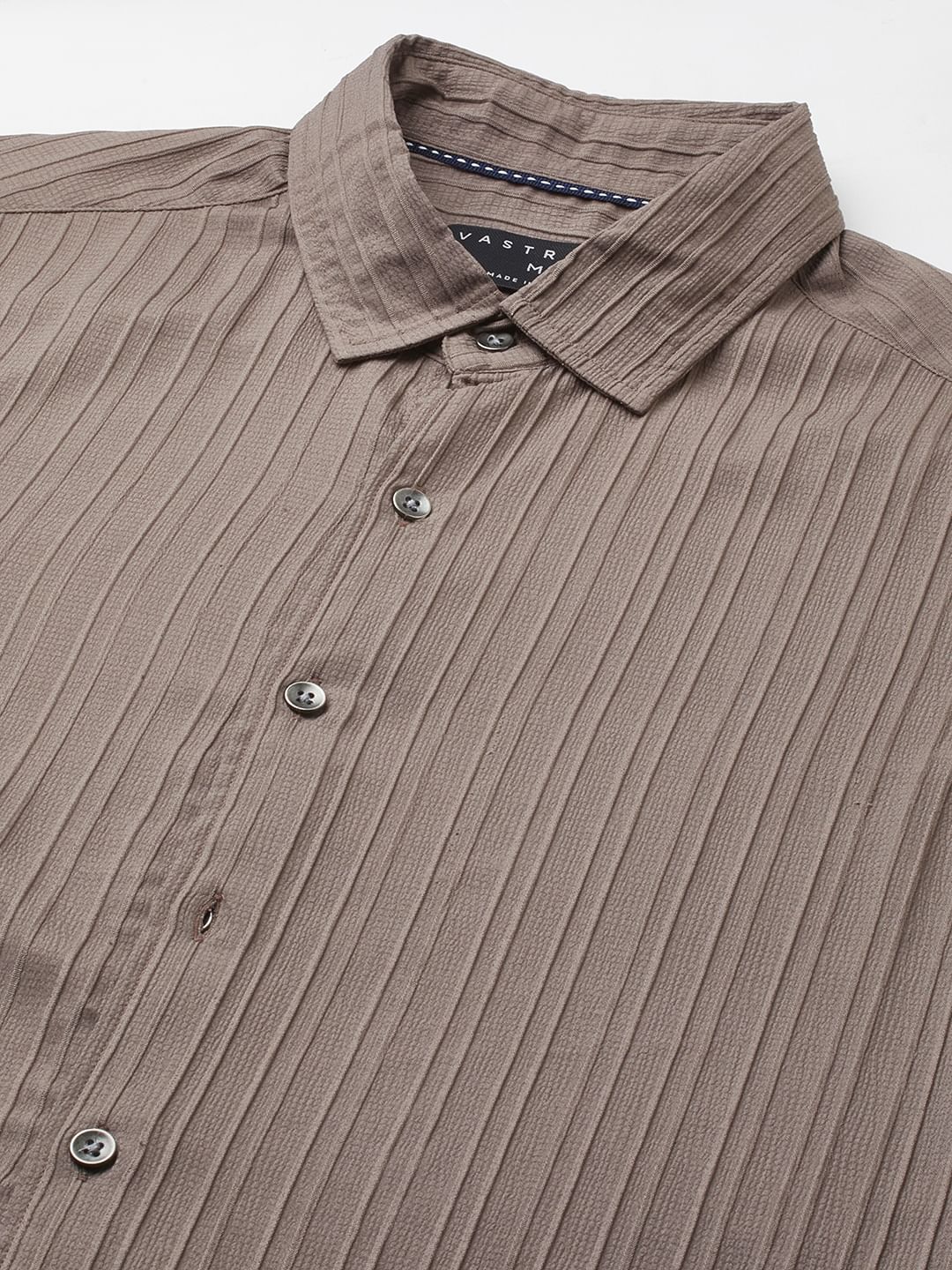 Beaver Brown Stripe Textured Shirt
