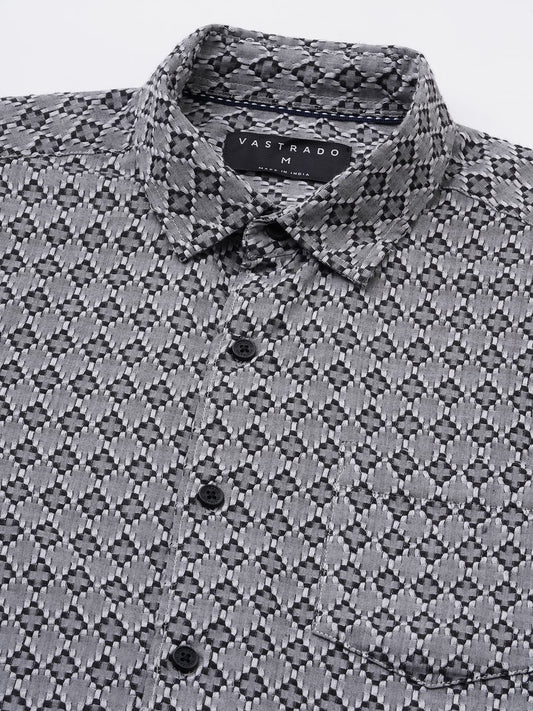 Cloud Grey Diamond Jacquard Weaved Shirt