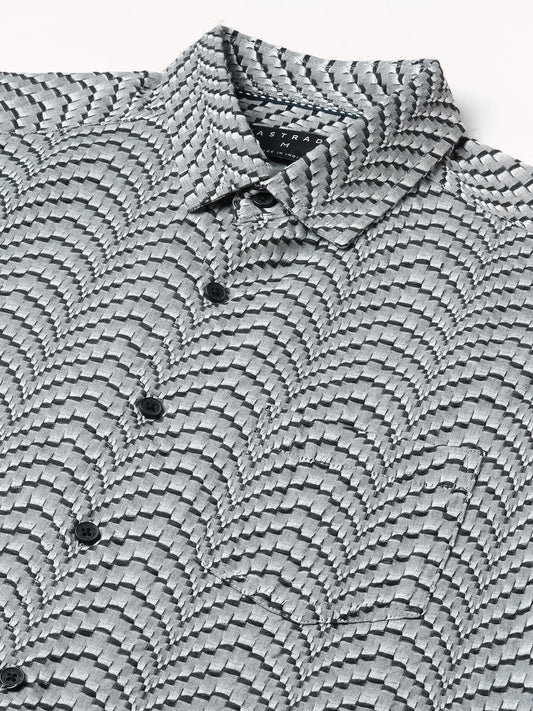 Grey & Black Jacquard Weaved Shirt