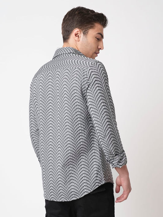 Grey & Black Jacquard Weaved Shirt