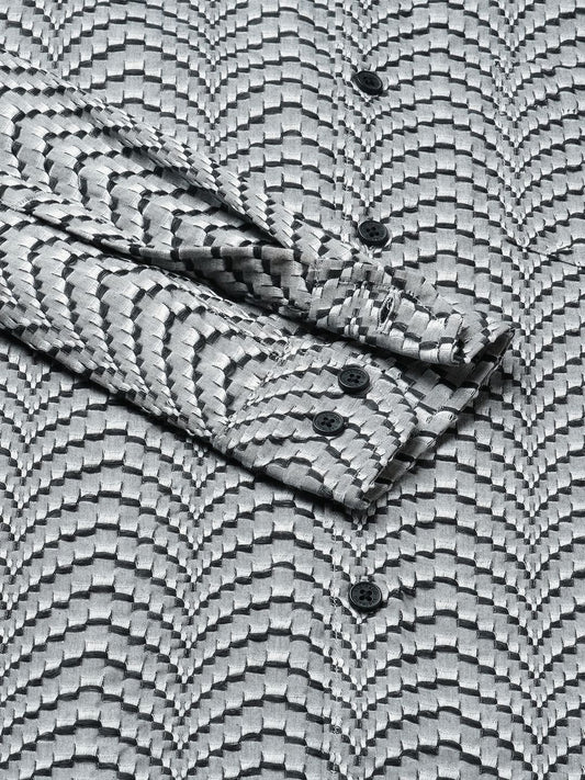 Grey & Black Jacquard Weaved Shirt