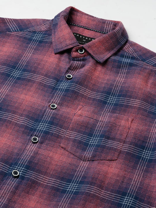 Sugar Pink & Navy Tartan Checks Shirt