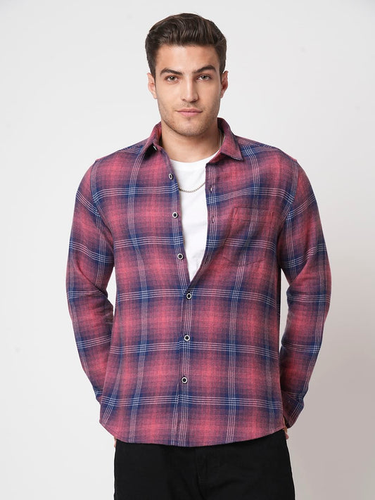 Sugar Pink & Navy Tartan Checks Shirt