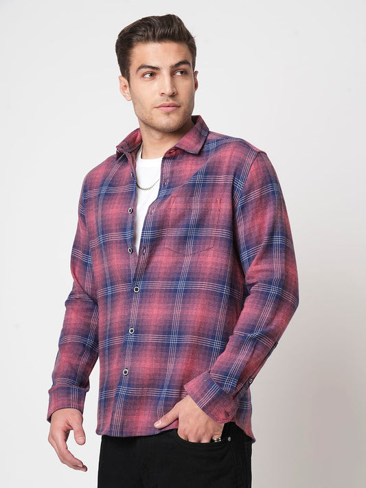 Sugar Pink & Navy Tartan Checks Shirt
