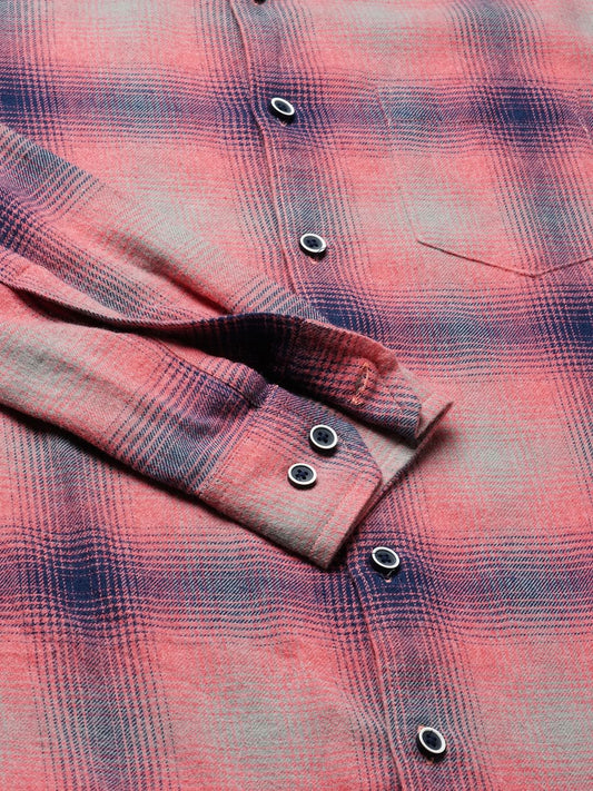 Rouge Pink & Navy Tartan Checks Shirt