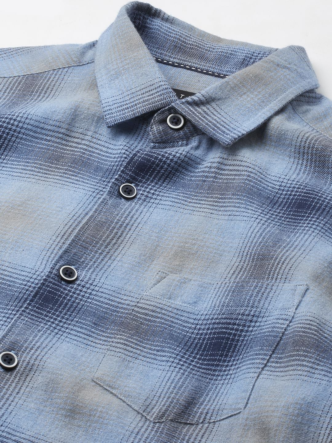 Aero Blue & Navy Flannel Checkered Shirt