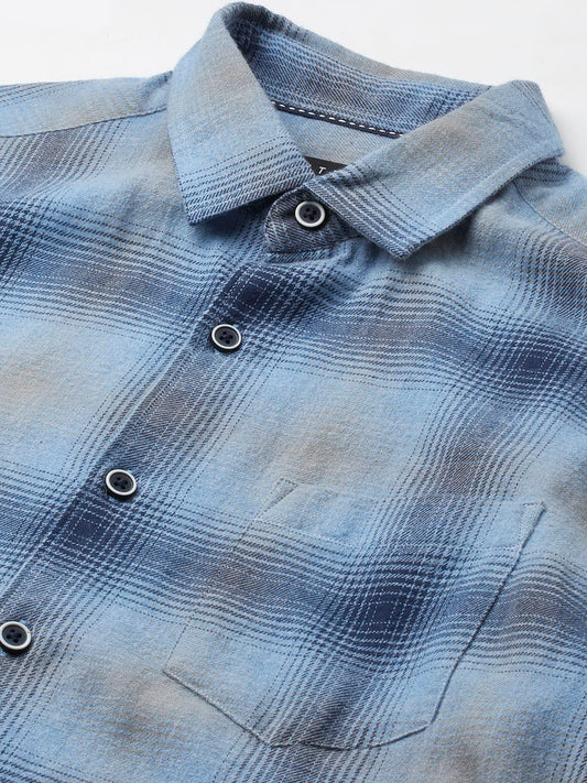 Aero Blue & Navy Flannel Checkered Shirt