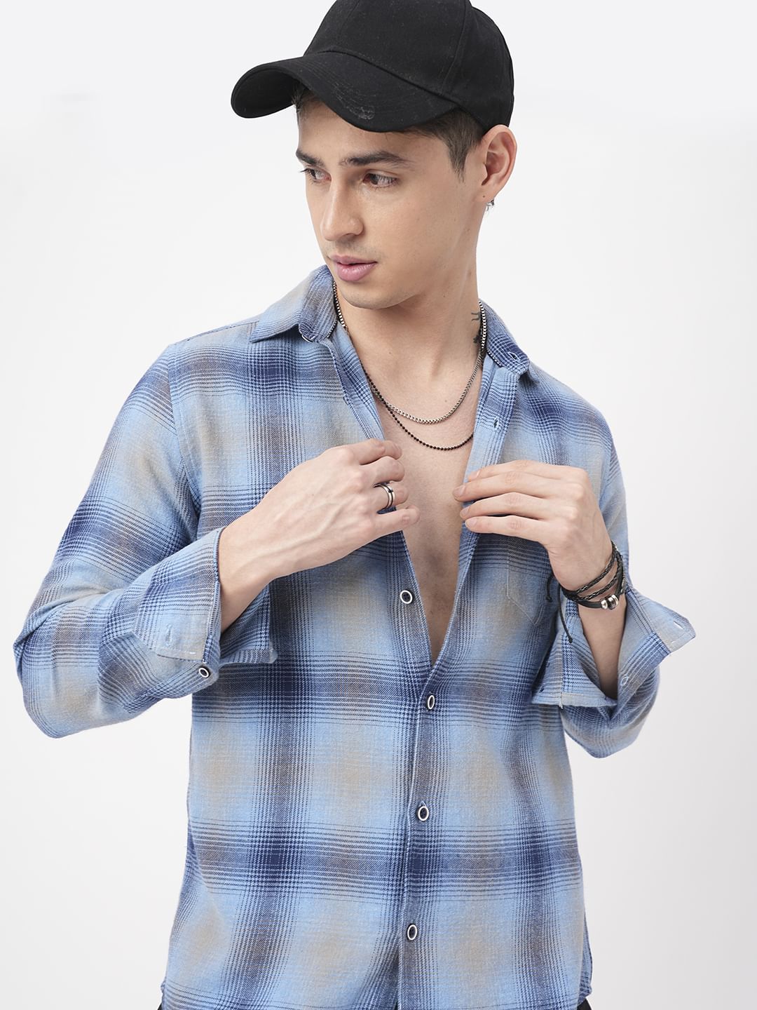 Aero Blue & Navy Flannel Checkered Shirt