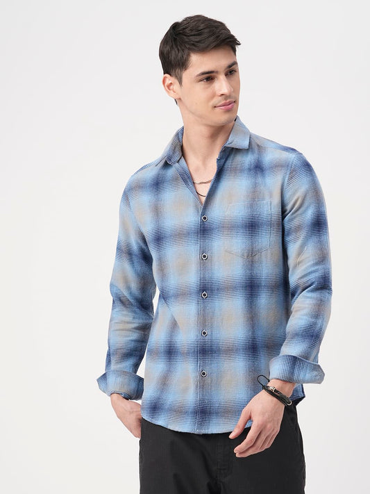 Aero Blue & Navy Flannel Checkered Shirt