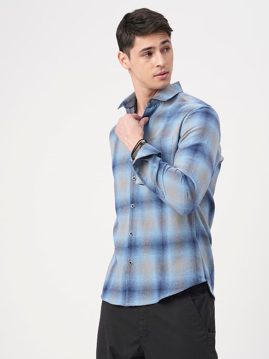 Aero Blue & Navy Flannel Checkered Shirt
