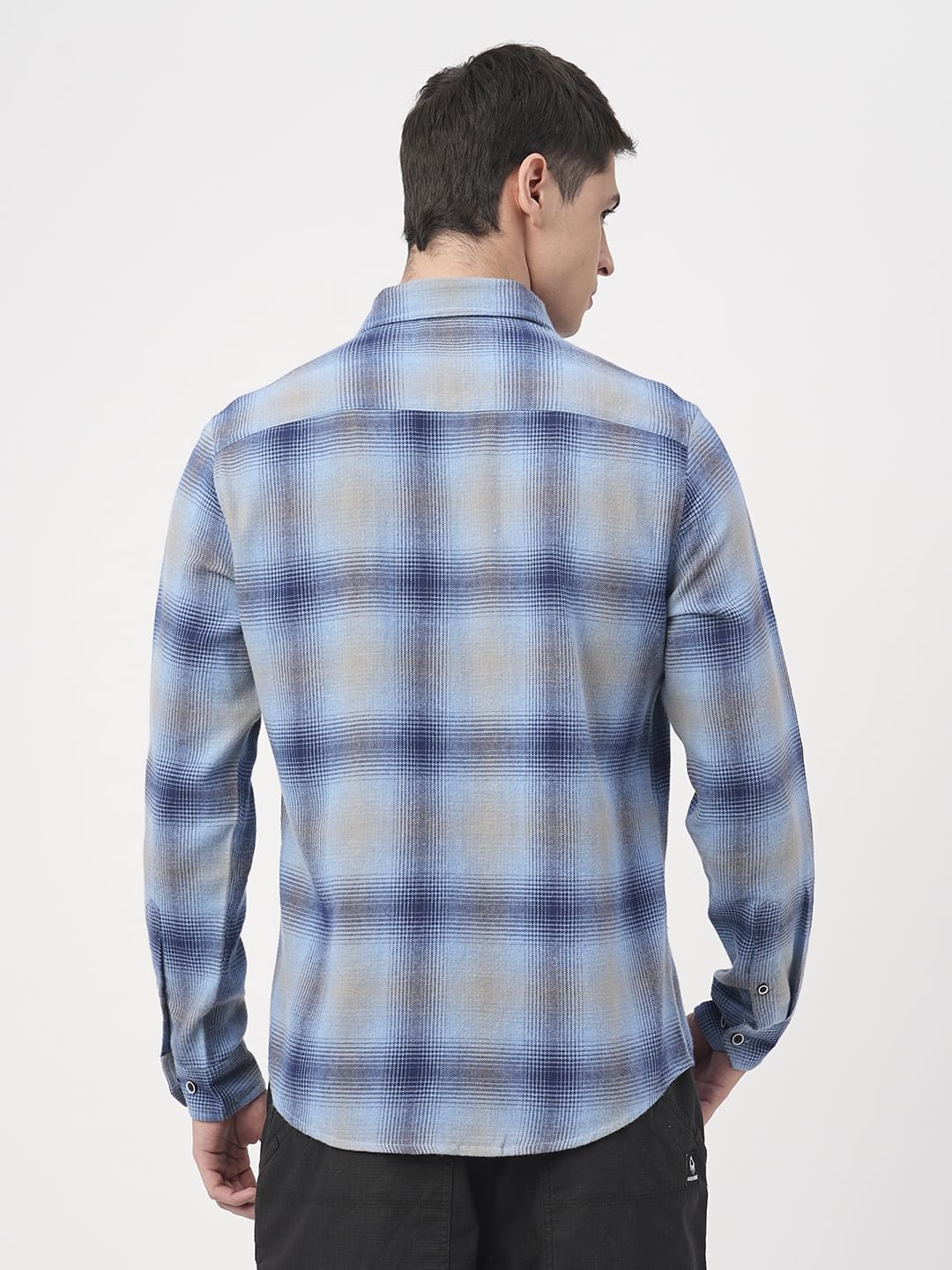 Aero Blue & Navy Flannel Checkered Shirt