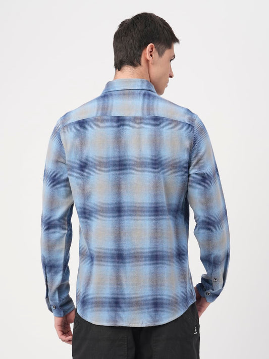 Aero Blue & Navy Flannel Checkered Shirt