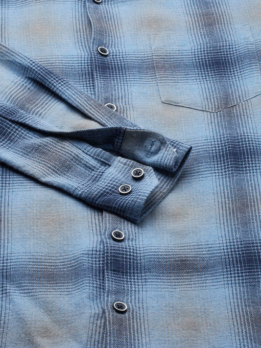 Aero Blue & Navy Flannel Checkered Shirt