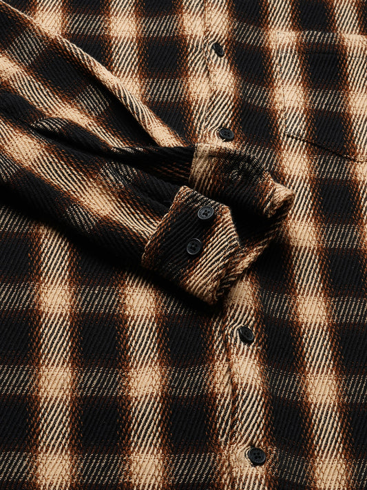 Vintage Russet Brown Plaid Checks Twill Shirt