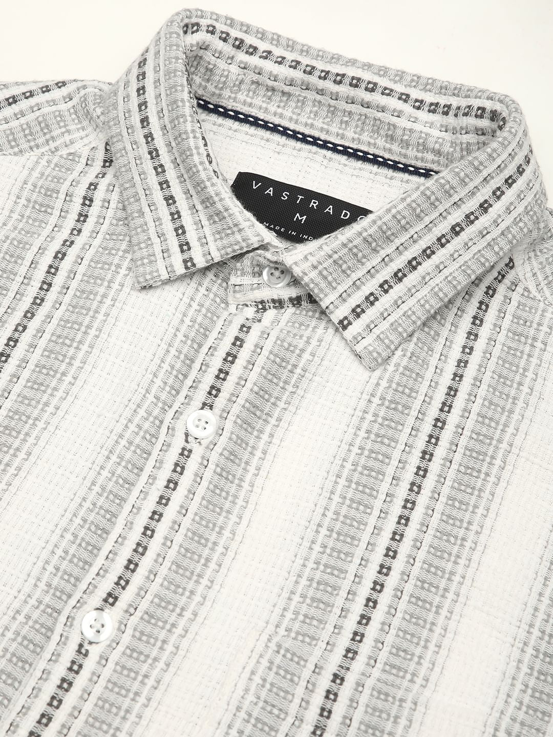 Grey Interweave Broad Striped Shirt