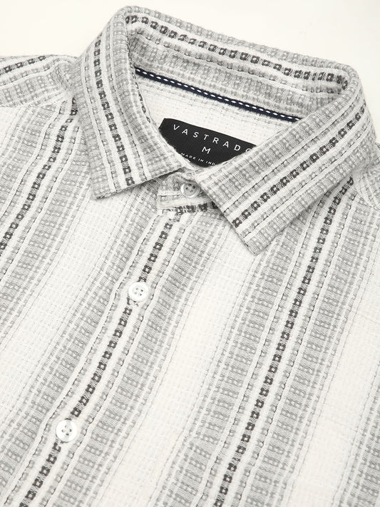 Grey Interweave Broad Striped Shirt