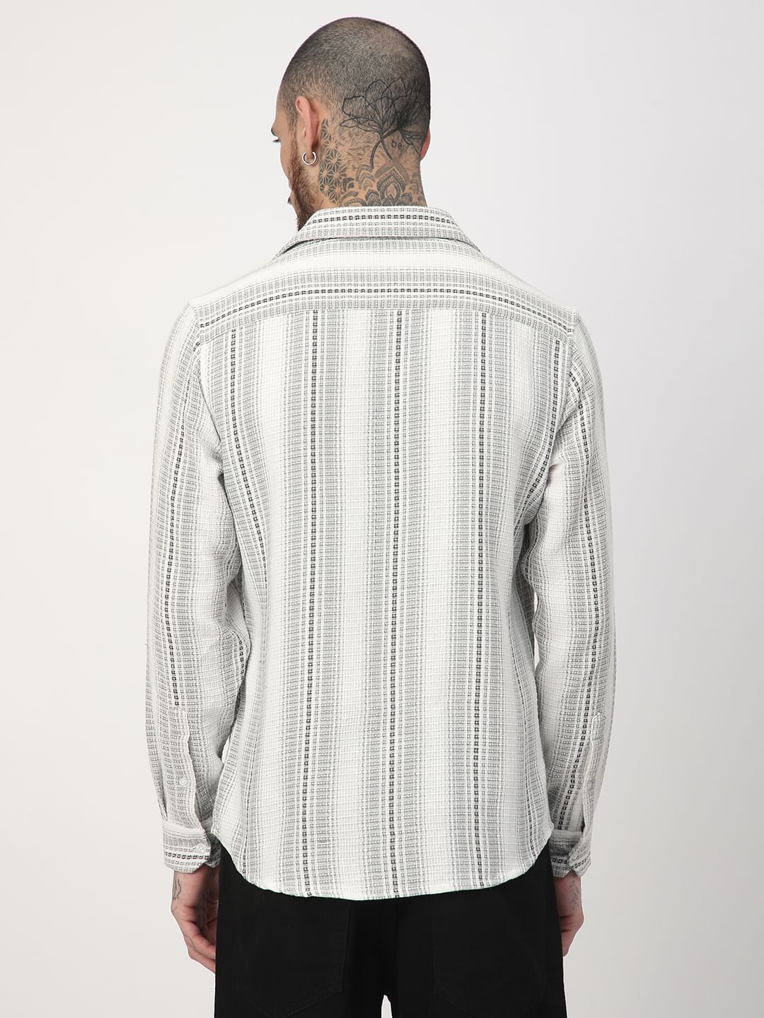 Grey Interweave Broad Striped Shirt