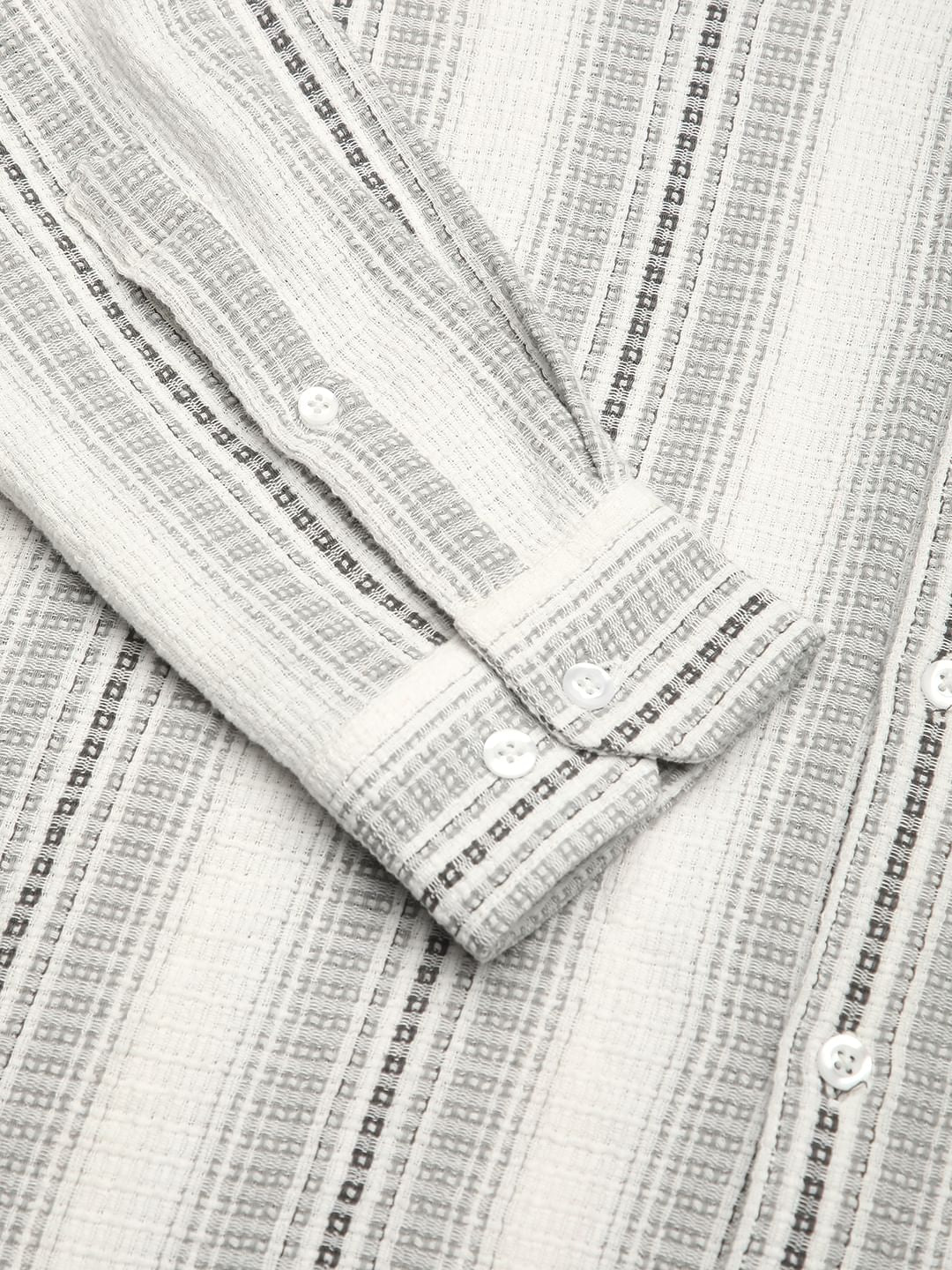 Grey Interweave Broad Striped Shirt
