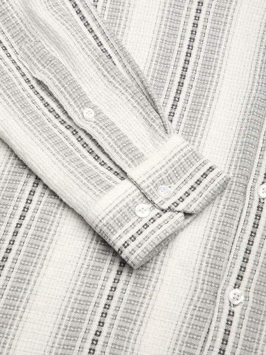 Grey Interweave Broad Striped Shirt