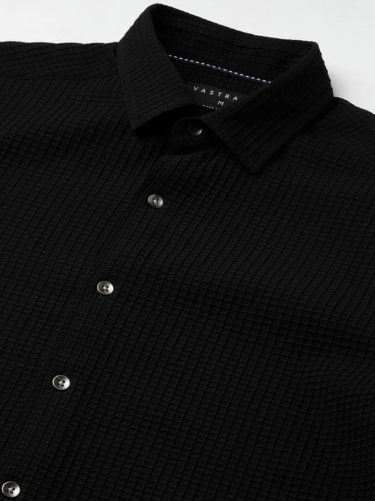 Black Mini Checks Textured Shirt