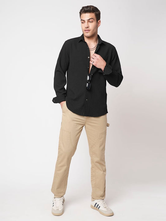 Black Mini Checks Textured Shirt