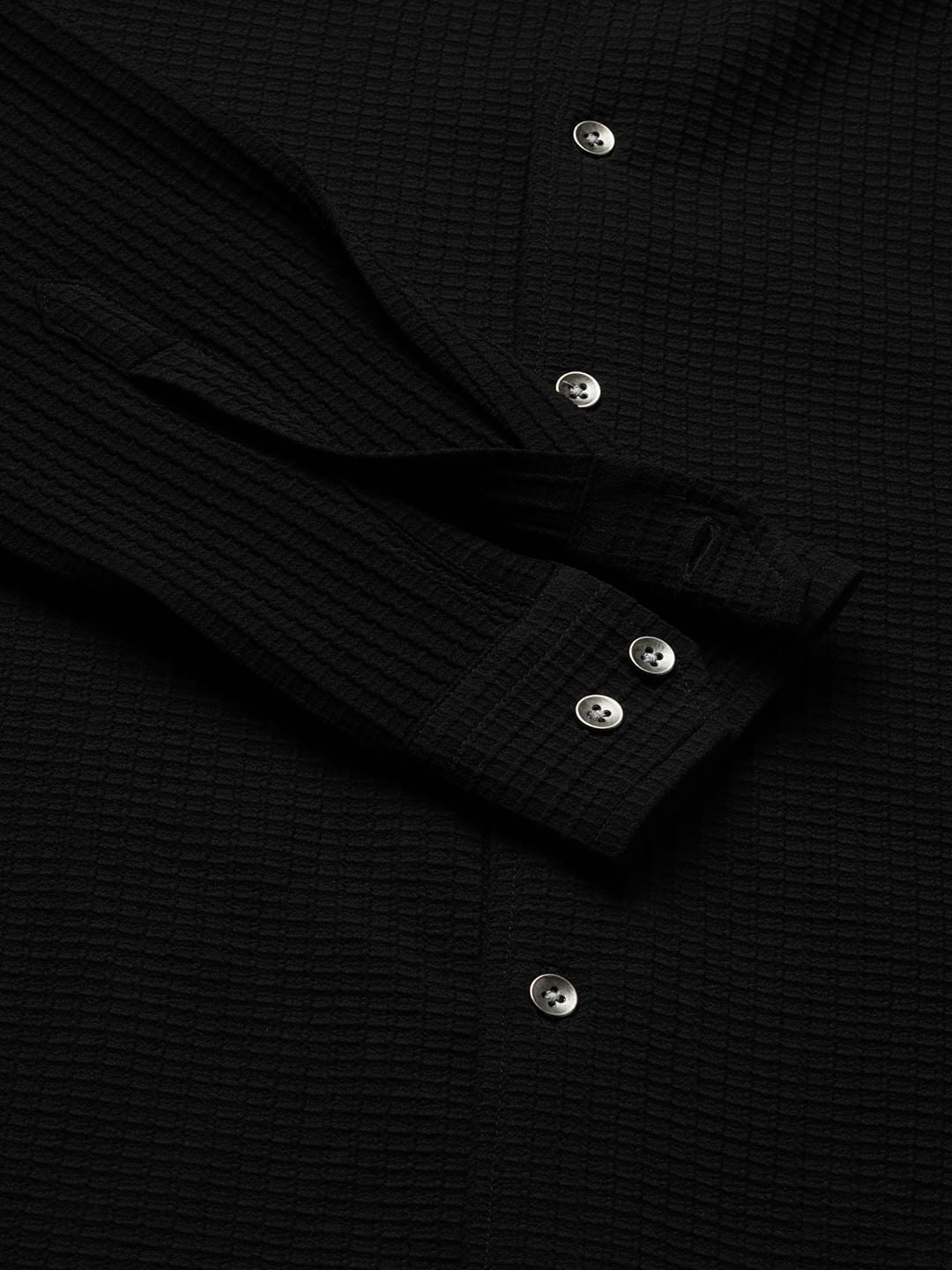 Black Mini Checks Textured Shirt