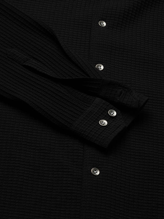 Black Mini Checks Textured Shirt