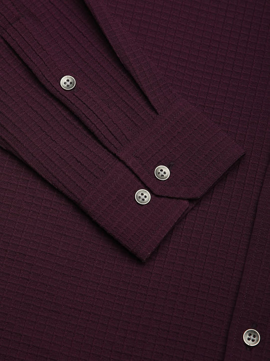 Wine Mini Checks Textured Shirt