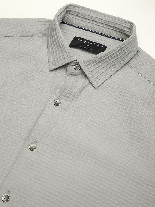 Moon Grey Mini Checks Textured Shirt