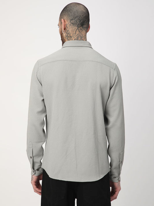 Moon Grey Mini Checks Textured Shirt