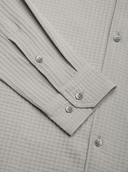 Moon Grey Mini Checks Textured Shirt