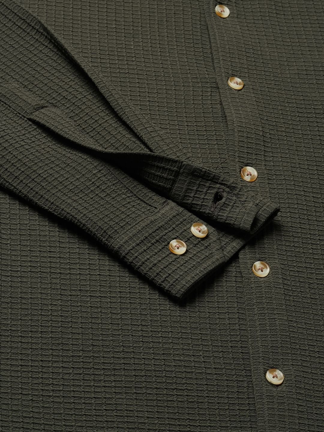 Olive Mini Checks Textured Shirt